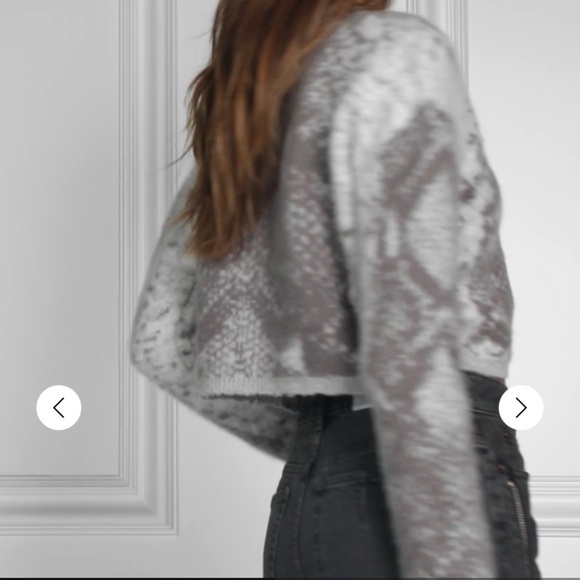 AMIRI cropped cashmere blend gray python print long sleeve pullover sweater - Picture 4 of 11